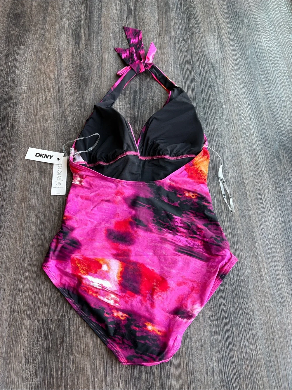 NWT DKNY Watercolor One Piece Swimsuit - Picture 6 of 9